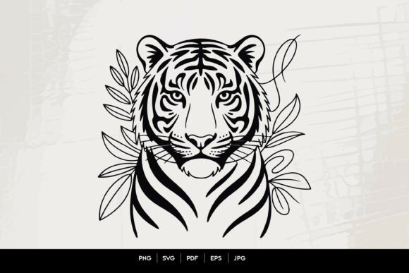 Download Tiger Face Line Art SVG - Tiger Collection
