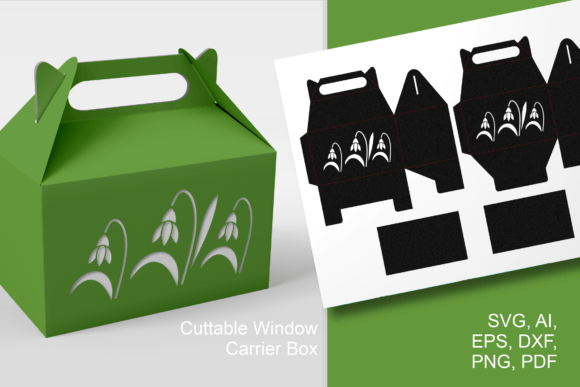 Download Snowdrops Gable Favor Box Template SVG - Snowdrops Collection