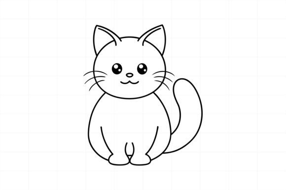 Download Kawaii Ragdoll Cat Line Art Illustration - Cat line art Collection