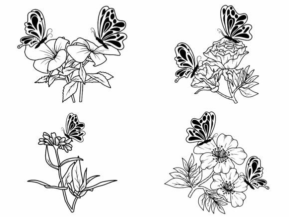 Download Butterfly Flower Line Art - Flower line art Collection