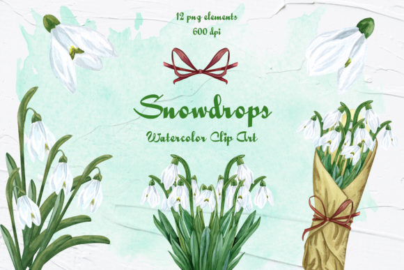 Download Snowdrops Watercolor Clip Art - Premium Resources