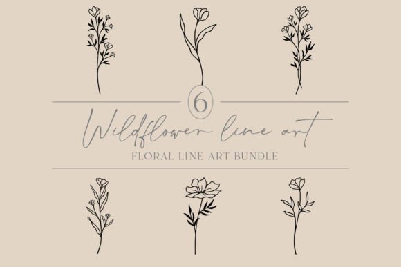 Download Flower Line Art Bundle | Elegant Florals - Flower line art Collection