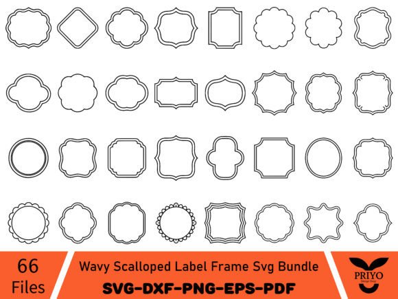 Download Wavy Scalloped Label Frame Svg Bundle - Wavy Collection