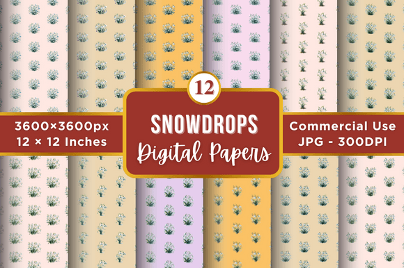 Download Snowdrops Digital Paper Patterns - Snowdrops Collection