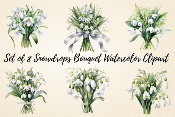 Download Snowdrops Bouquet Watercolor Clipart - Premium Resources